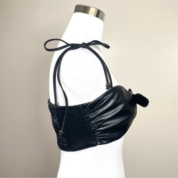 Anthropologie Pilcro Black Faux Leather Bustier Top Small - Picture 9 of 13
